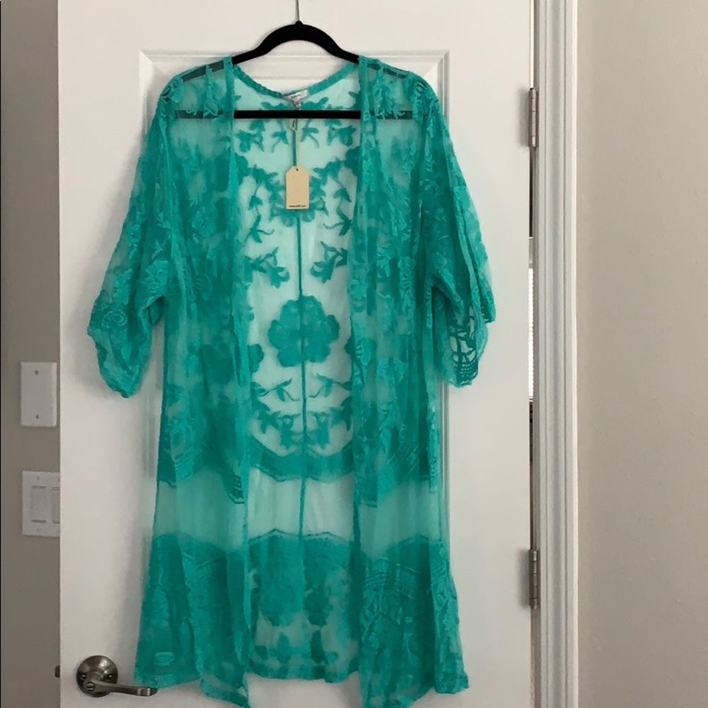 Lace mint S/M kimono